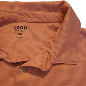 IZOD Golf Men XXL Coral Pink Short Sleeve Performance Polo Shirt Textured Pique